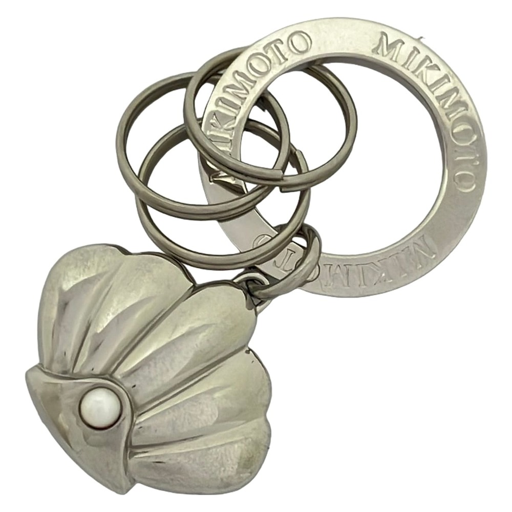 Mikimoto Bag Charm Silver Cream Hardware Pearl